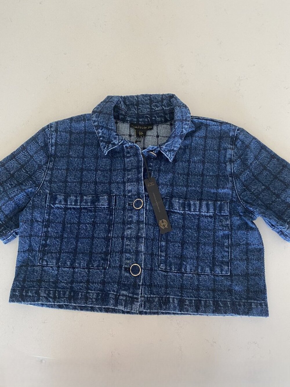 NWT House of Harlow 1960 Embroidered Cropped Denim Jacket M retro/boho